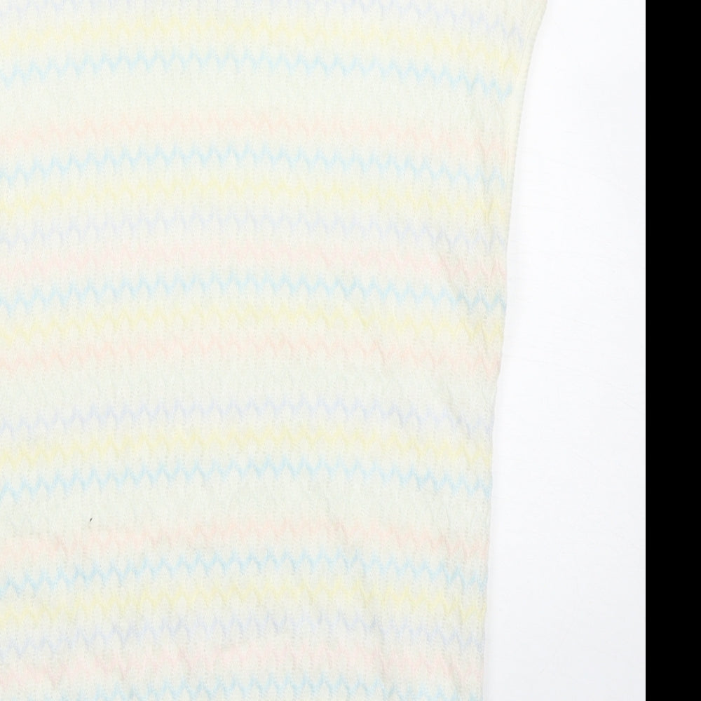 Littlewoods Womens Multicoloured Round Neck Striped Acrylic Vest Jumper Size 10