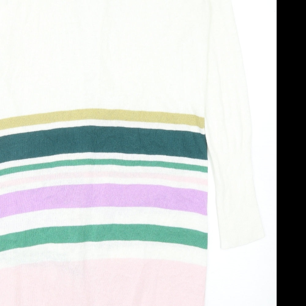 Kaleidoscope Womens Multicoloured V-Neck Striped Cotton Cardigan Jumper Size 16