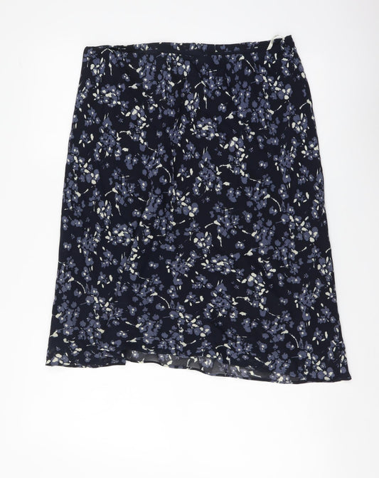 Precis Womens Blue Geometric Viscose Flare Skirt Size 16