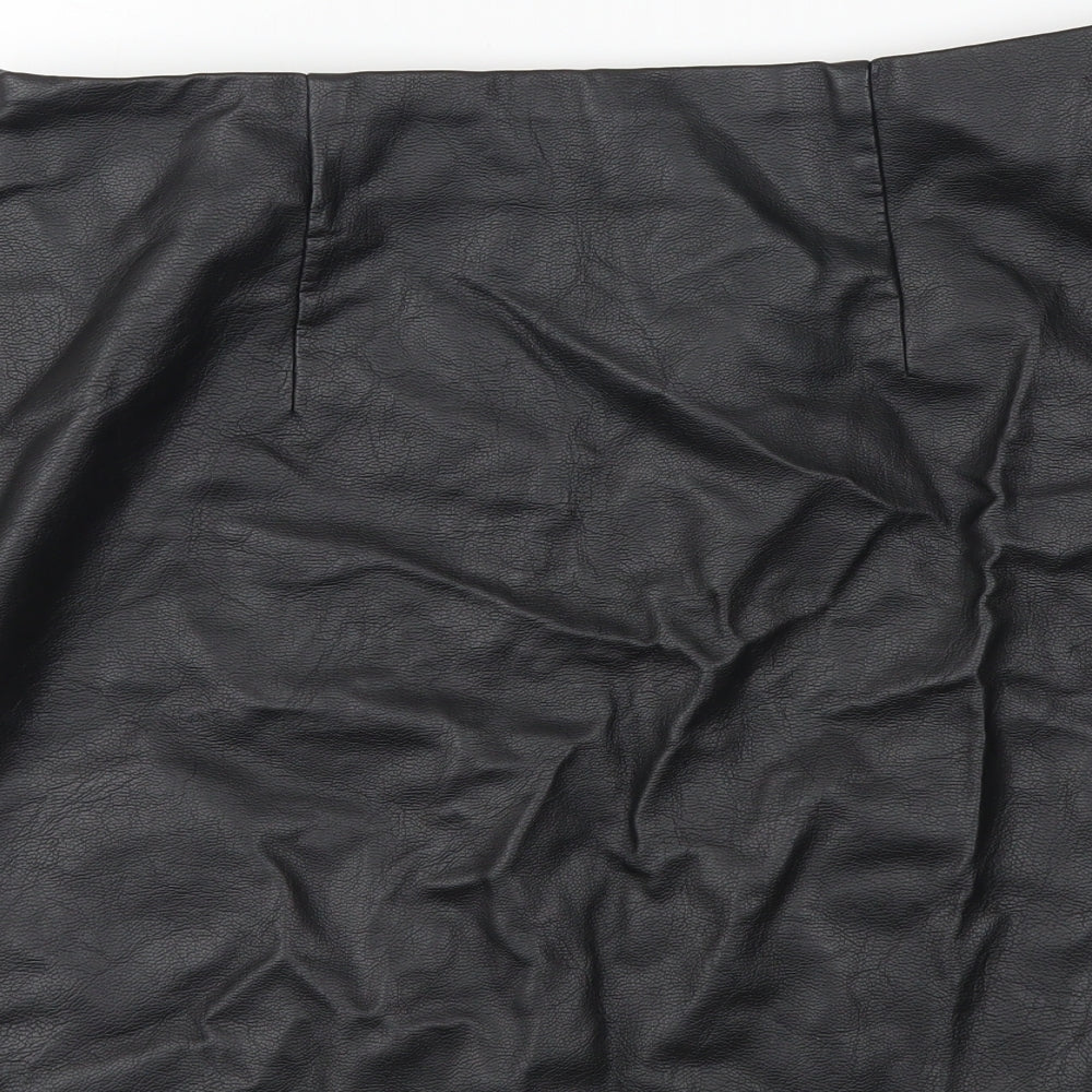 Primark Womens Black Polyester A-Line Skirt Size 8 Zip