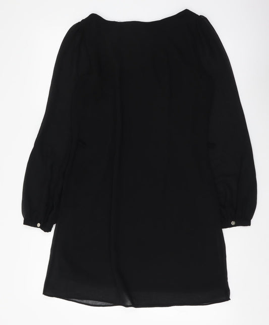 Atmosphere Womens Black Polyester Shift Size 8 Boat Neck Pullover