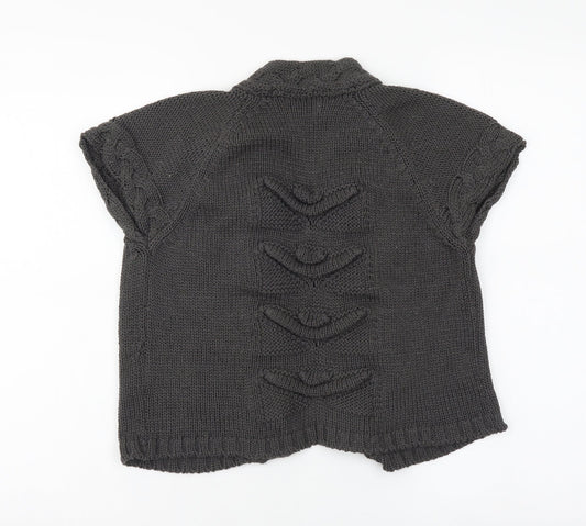 Indigo Womens Grey V-Neck Acrylic Shrug Jumper Size 10