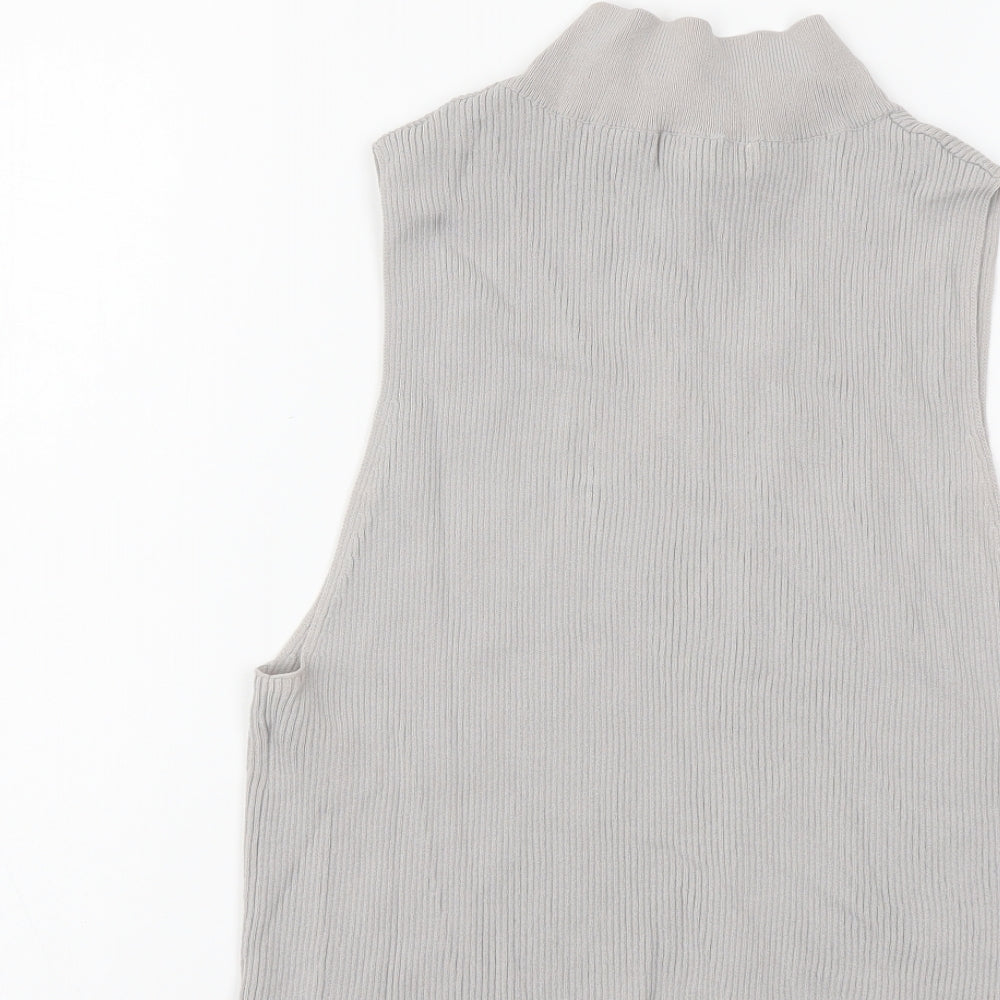 Womens UK Size L Topshop Grey Basic Tank