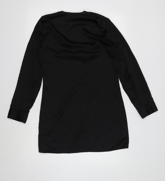PRETTYLITTLETHING Womens Black Polyester Shift Size 6 V-Neck Pullover