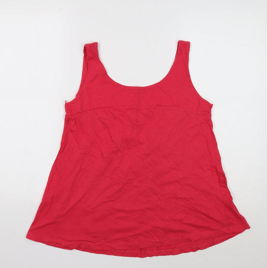 Evie Womens Pink Cotton Basic Tank Size 14 Scoop Neck