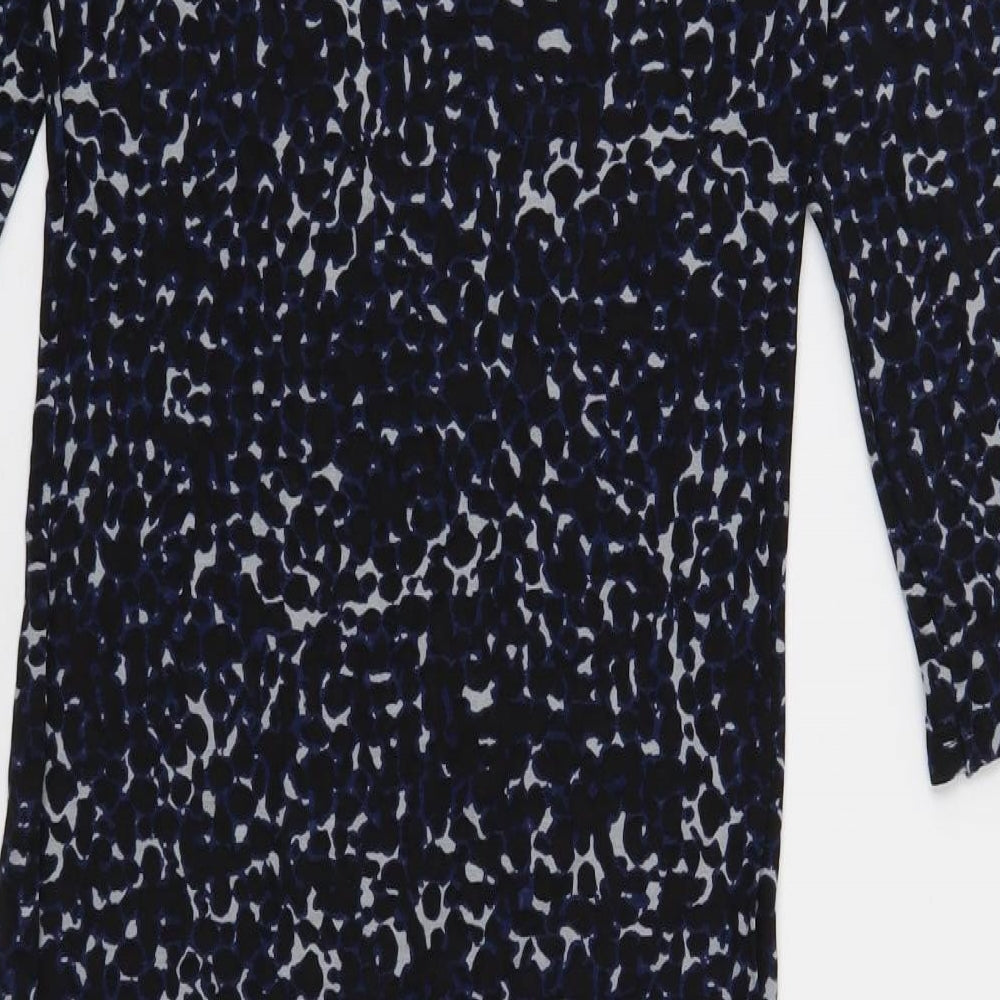 NEXT Womens Black Geometric Viscose Bodycon Size 8 Boat Neck Pullover