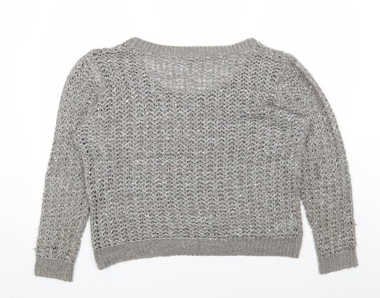 NEXT Womens Grey Scoop Neck Acrylic Pullover Jumper Size XL