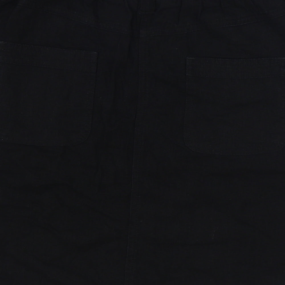 BHS Womens Black Linen A-Line Skirt Size 10