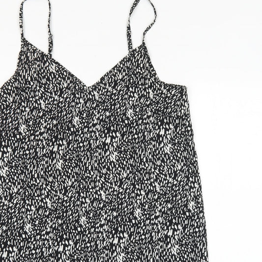 PEP&CO Womens Black Geometric Polyester Slip Dress Size 12 V-Neck Pullover