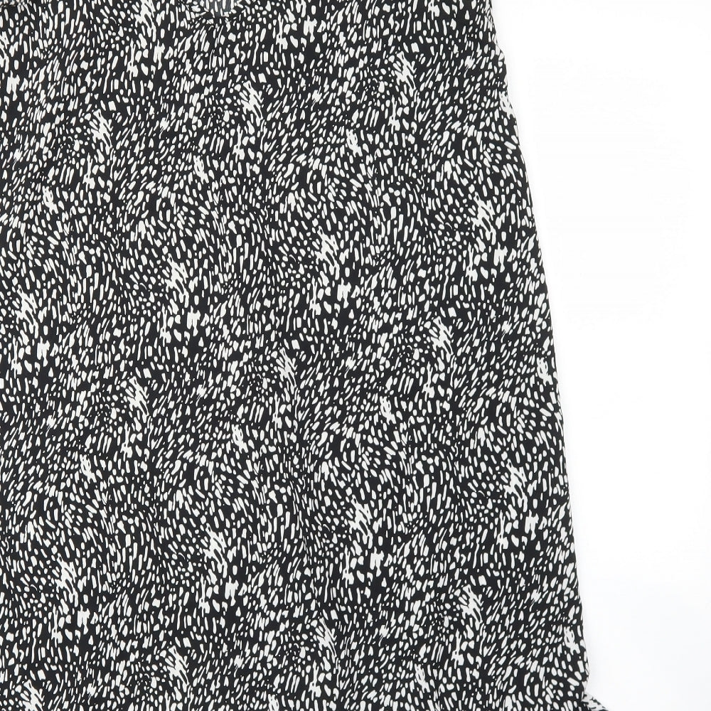 PEP&CO Womens Black Geometric Polyester Slip Dress Size 12 V-Neck Pullover