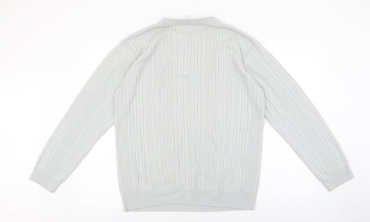 Springfield Mens Grey Crew Neck Acrylic Pullover Jumper Size S