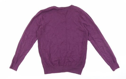 NEXT Mens Purple V-Neck Cotton Pullover Jumper Size M