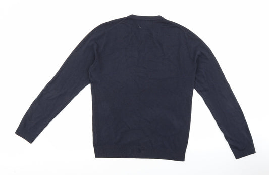 Burton Mens Blue V-Neck Acrylic Pullover Jumper Size S