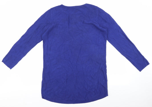 love knitwear Womens Blue Round Neck Acrylic Pullover Jumper Size 14
