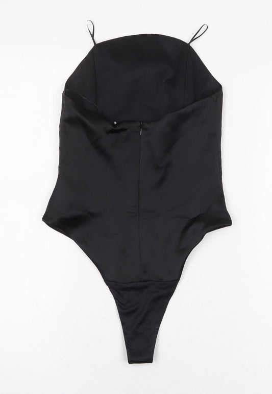 Zara Womens Black Polyester Bodysuit One-Piece Size XS Zip