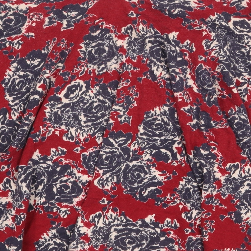 Pins & Needles Womens Red Geometric Cotton Flare Skirt Size L