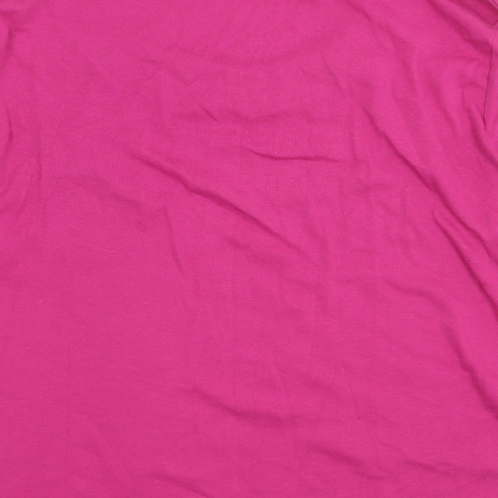 Marks and Spencer Womens Pink 100% Cotton Basic Blouse Size 14 Scoop Neck