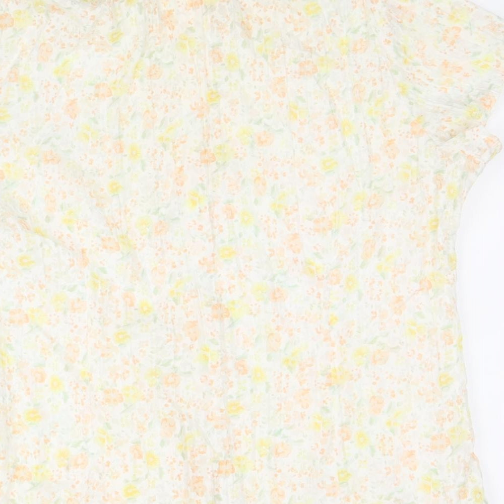 Womens UK Size 12 EVIE Yellow Basic Button-Up