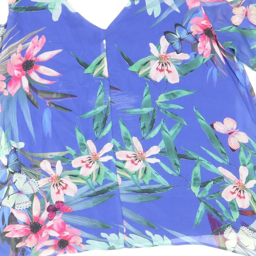 Womens UK Size M Wallis Blue Cropped T-Shirt