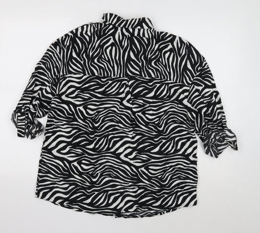 Womens UK Size 10 NEXT Black Basic Button-Up