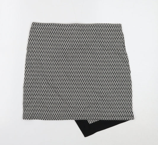 Atmosphere Womens Black Geometric Viscose A-Line Skirt Size 12