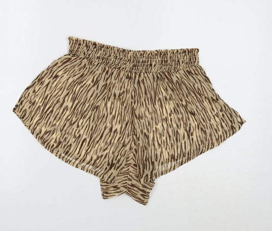 Brave Soul Womens Brown Geometric Polyester Paperbag Shorts Size M Regular Pull On