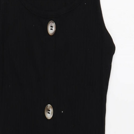 SheIn Womens Black Cotton Tank Dress Size S Scoop Neck Pullover - Ribbed
