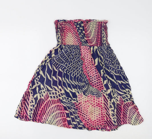 Miss Selfridge Womens Multicoloured Geometric Cotton Basic Blouse Size M Off the Shoulder - Bandeau Peplum