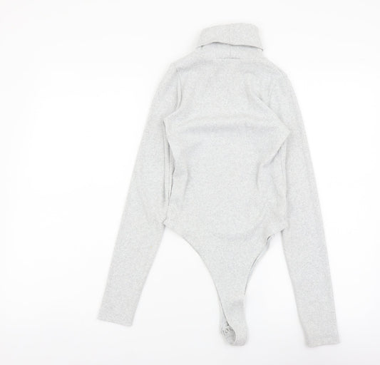 I SAW IT FIRST Womens Grey Cotton Bodysuit One-Piece Size 8 Snap