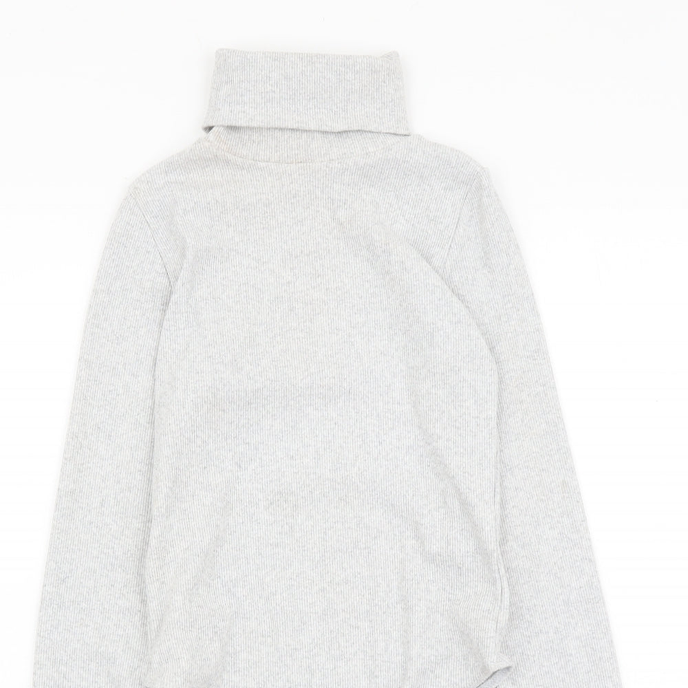 I SAW IT FIRST Womens Grey Cotton Bodysuit One-Piece Size 8 Snap