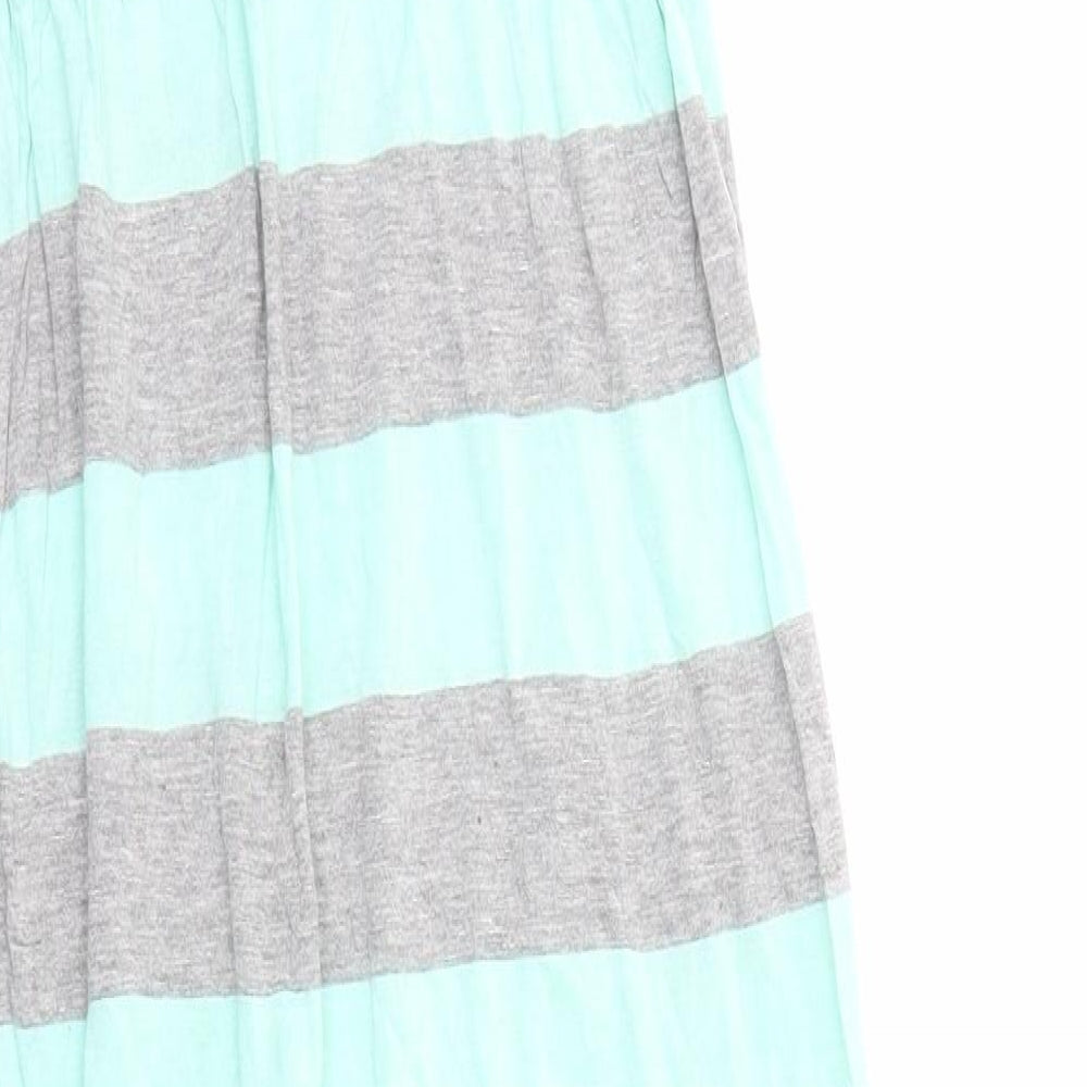 Pink Rose Womens Green Striped Cotton Tank Dress Size S Boat Neck Pullover