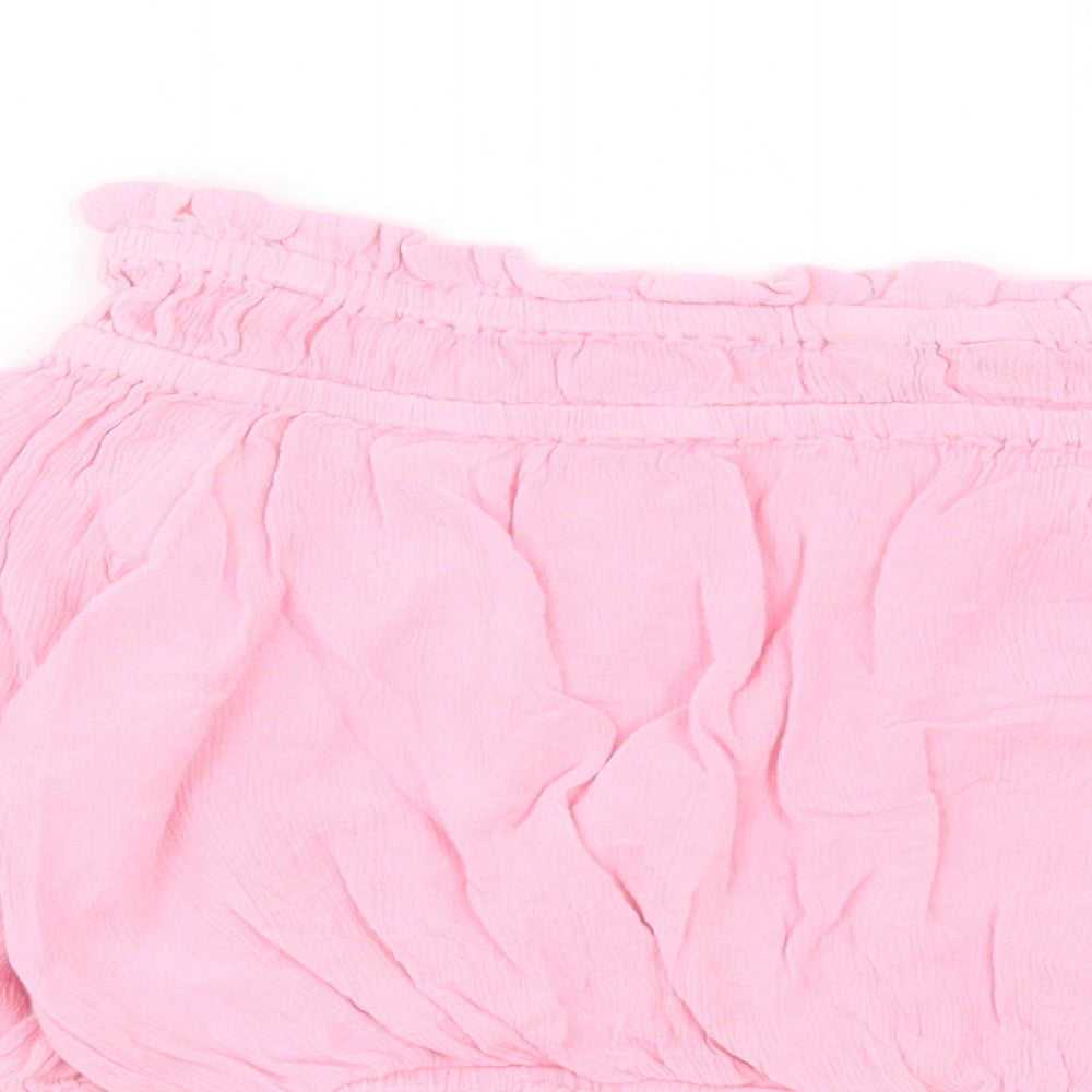 Womens UK Size 10 New Look Pink Cropped Blouse