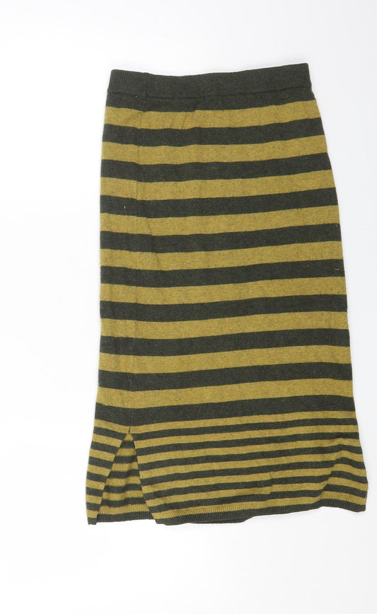 NEXT Womens Yellow Striped Polyester Straight & Pencil Skirt Size 6