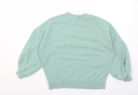 F&F Womens Green Round Neck Cotton Pullover Jumper Size 6