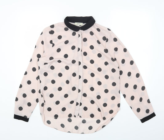 Womens UK Size 14 Papaya Pink Basic Button-Up