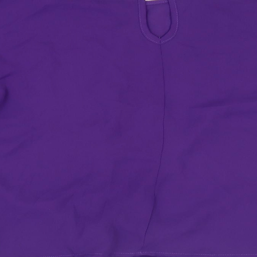 Primark Womens Purple Polyester Basic Blouse Size 10 Round Neck - Knot Front