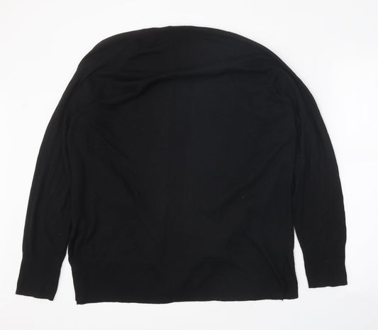 F&F Womens Black V-Neck Nylon Cardigan Jumper Size M