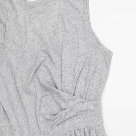 ASOS Womens Grey Cotton Skater Dress Size 12 Scoop Neck