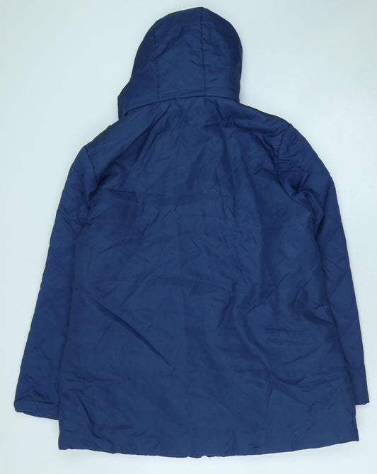 Anna De Lancay Womens Blue Quilted Coat Size M Zip