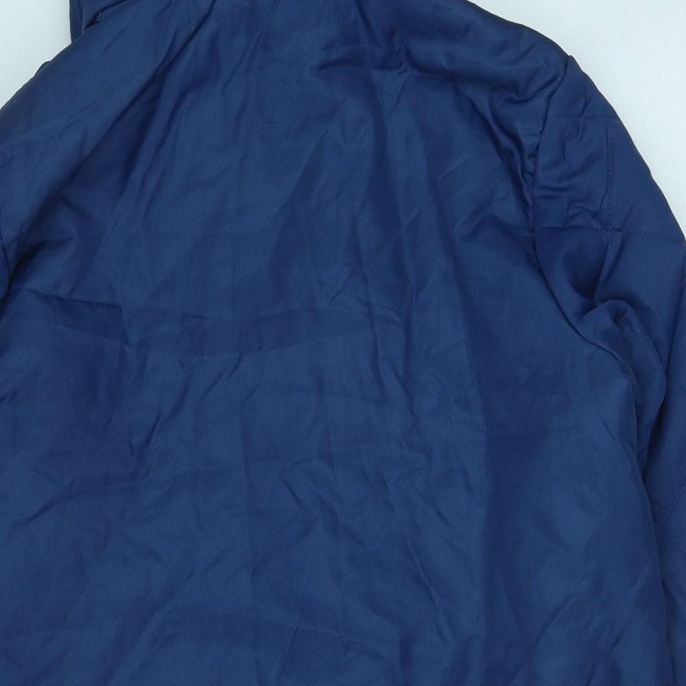 Anna De Lancay Womens Blue Quilted Coat Size M Zip