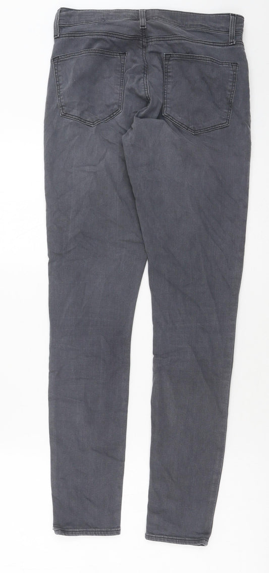 Topshop Womens Grey Cotton Skinny Jeans Size 28 in L32 in Regular Button