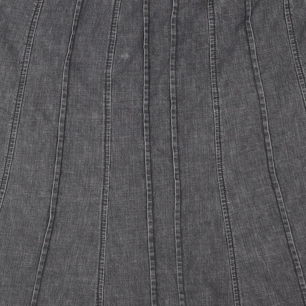 BHS Womens Grey Cotton Pleated Skirt Size 39 in Zip