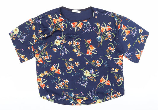 Womens UK Size S Mango Blue Basic Blouse