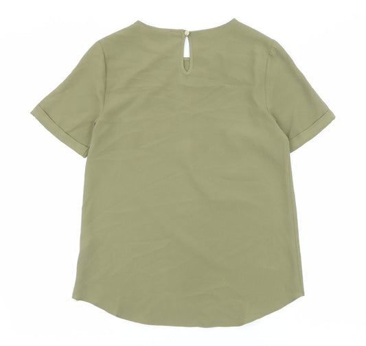Primark Womens Green Polyester Basic Blouse Size 6 Round Neck