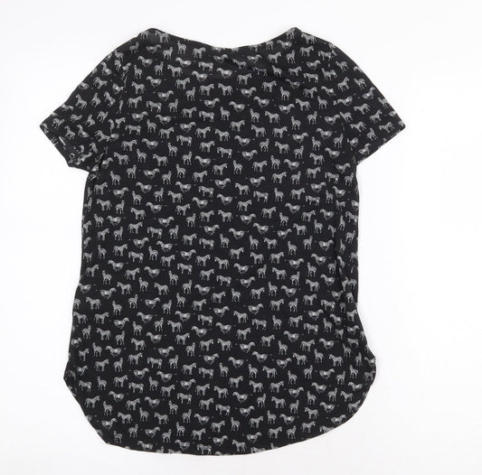 Womens UK Size XS H&M Black Basic T-Shirt