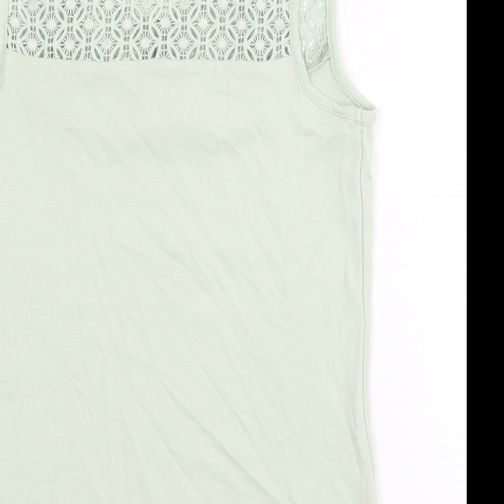 TU Womens Green Cotton Basic Tank Size 8 Scoop Neck