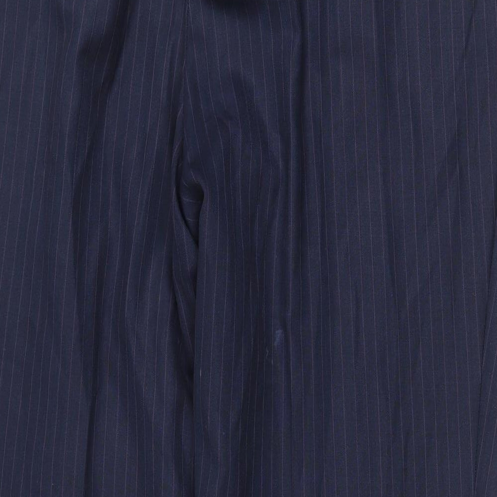 Dino Mens Blue Striped Polyester Dress Pants Trousers Size 40 in Regular Zip