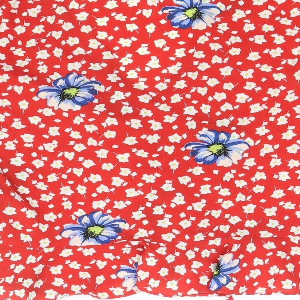 Womens UK Size 12 Topshop Red Cropped Blouse