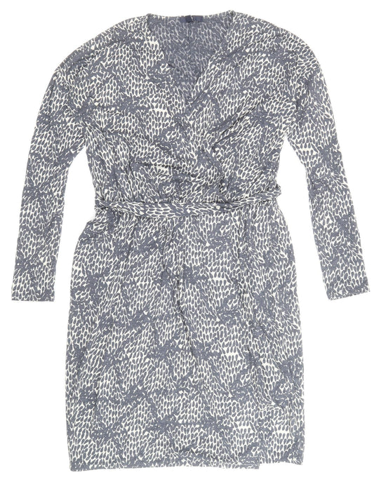 Gap Womens Blue Geometric Polyester A-Line Size M V-Neck Pullover