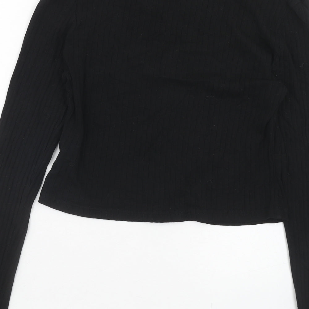 SheIn Womens Black Scoop Neck Cotton Cardigan Jumper Size L